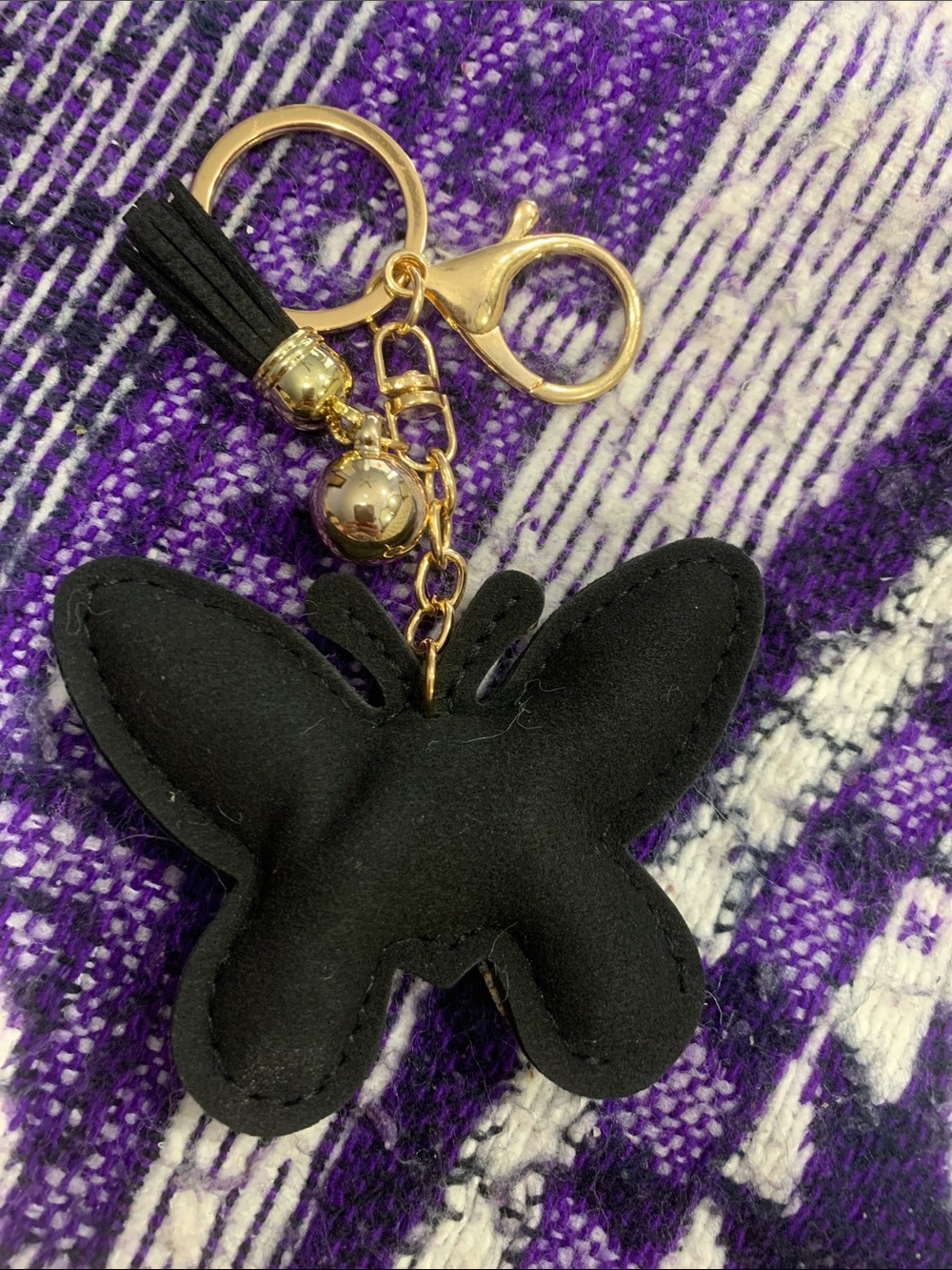 Crystal Butterfly Keychain with Gold Hardware - Picture 3 of 3
